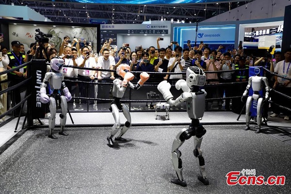 humanoid robot boxing competition showcased at 4th global digital trade expo in hangzhou